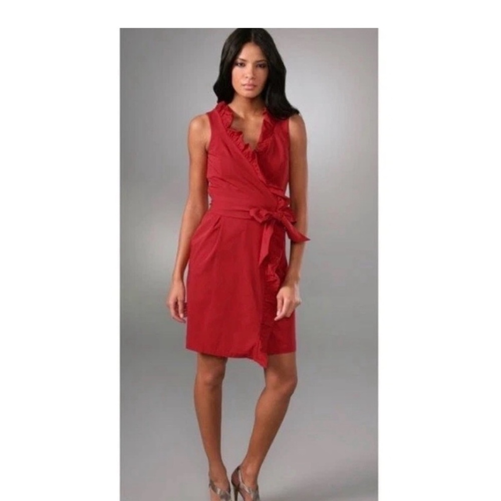 Diane Von Furstenberg Red Andra Ruffle Wrap Dress